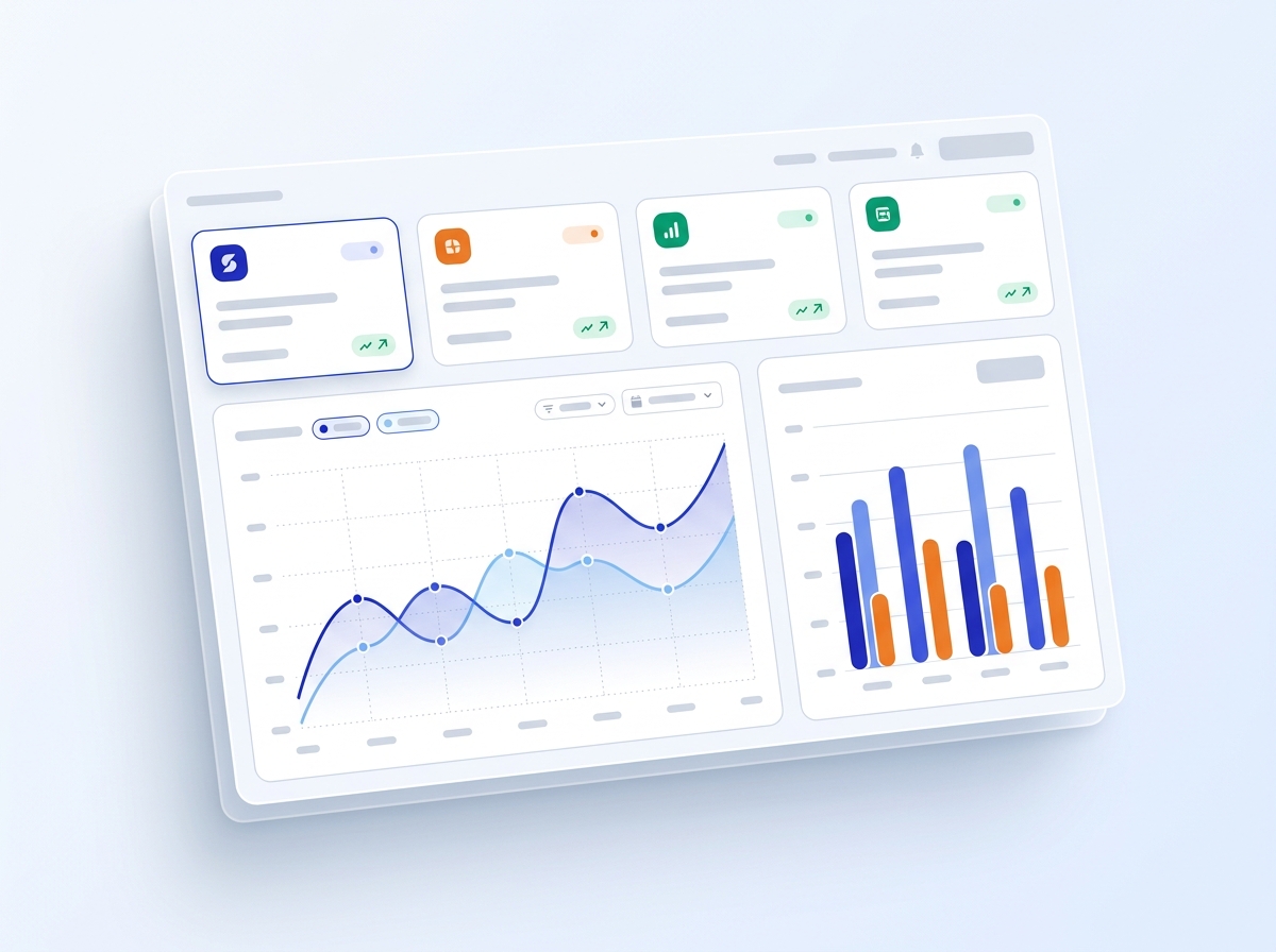 Light marketing dashboard with campaign cards