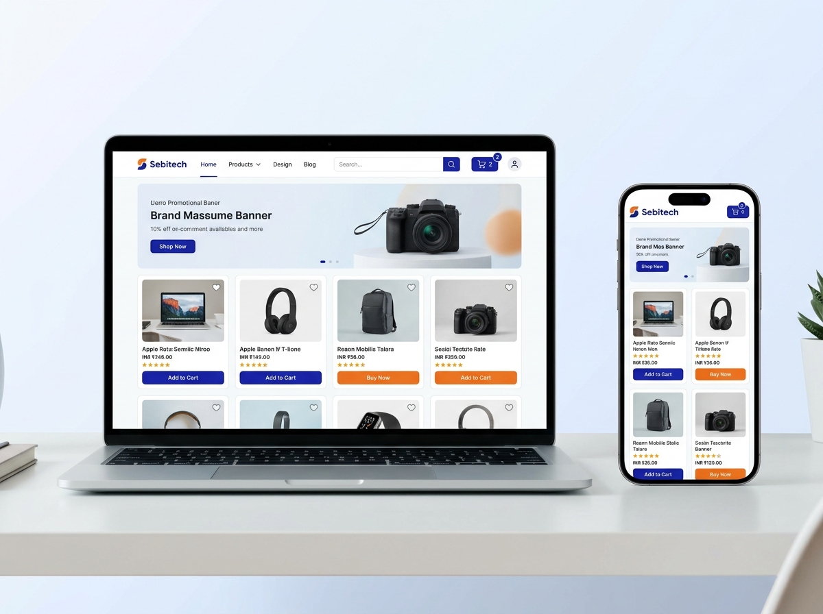 Online store on a laptop and phone