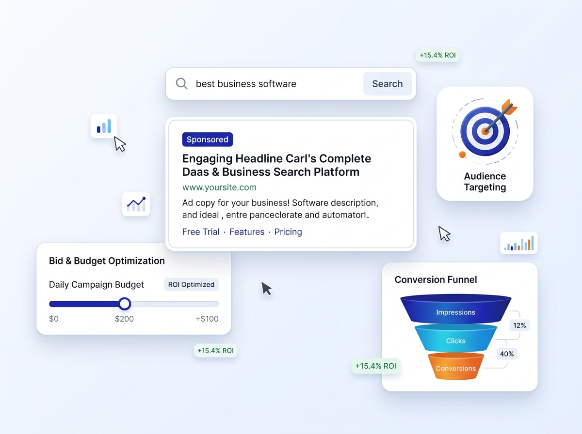 Search ad campaign with budget and conversion funnel