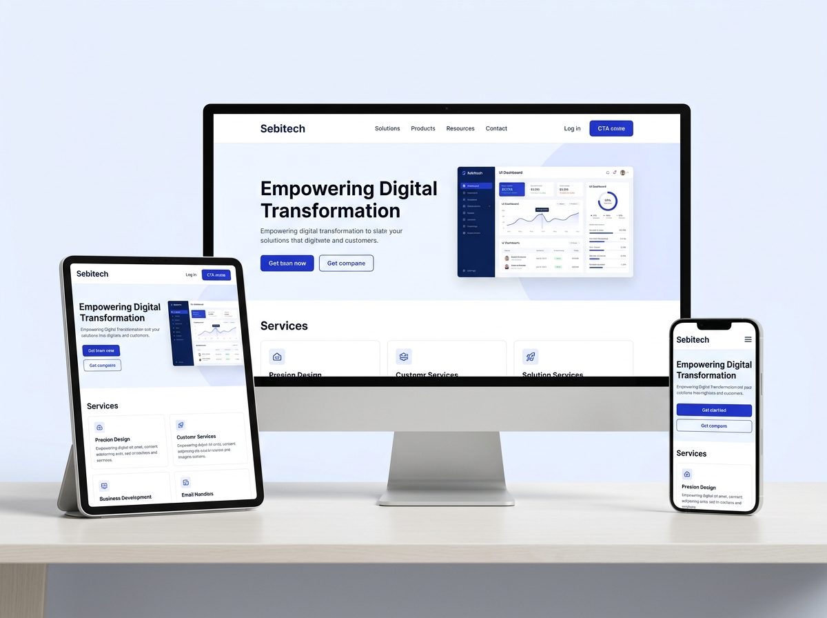 Responsive website on desktop, tablet and phone